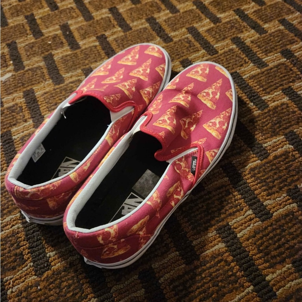 Vans Red Pizza Print Slip-On Loafers